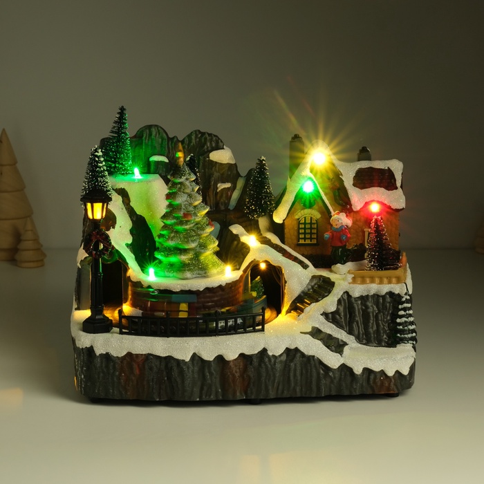 Фигурка светящаяся «Канун Рождества», крутится, 23×15×18 см