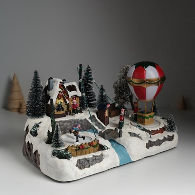 Фигурка светящаяся «Воздушный шар у катка», крутящаяся, 35×20×19 см