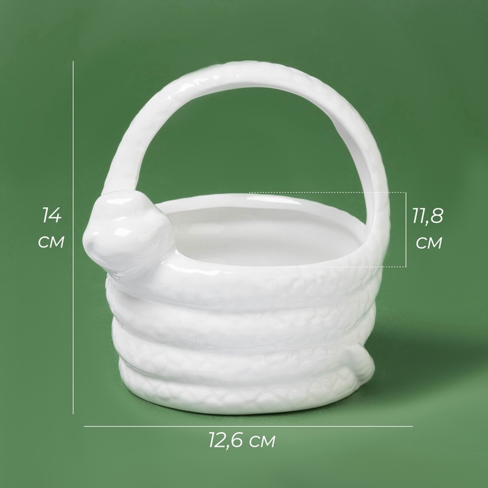 Конфетница Доляна «Милые змейки», 12.6×11.8×14 см, доломит, белая - Фото 1