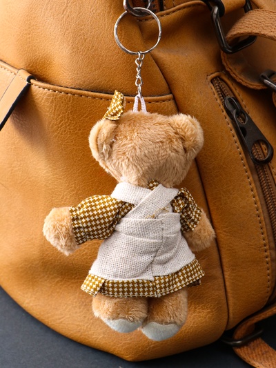 Брелок текстиль "Мишка в сарафане"  8,5х4х12,5 см