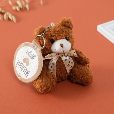 Брелок для ключей на кольце «Игрушка. Мишка коричневый с бантиком», на сумку, рюкзак, 9×6×9.5 см