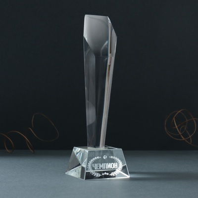 Фигурка стекло «Стела наградная. Приз - Чемпион», 8×8×22 см