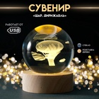 Фигурка светящаяся стекло «Шар. Дирижабль», d=6 см, подставка дерево, USB - Фото 1
