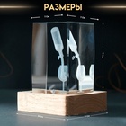 Фигурка светящаяся стекло «Прямоугольник. Бокал и вино», подставка дерево, USB, 7×7×10 - Фото 2