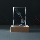 Фигурка светящаяся стекло «Прямоугольник. Бокал и вино», подставка дерево, USB, 7×7×10 - Фото 4