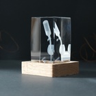 Фигурка светящаяся стекло «Прямоугольник. Бокал и вино», подставка дерево, USB, 7×7×10 - Фото 6