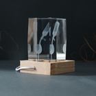 Фигурка светящаяся стекло «Прямоугольник. Бокал и вино», подставка дерево, USB, 7×7×10 - Фото 7