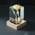 Фигурка светящаяся стекло «Прямоугольник. Бокал и вино», подставка дерево, USB, 7×7×10 - Фото 8