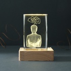 Фигурка светящаяся стекло «Прямоугольник. Мыслитель», подставка дерево, USB, 7×7×10 - Фото 3