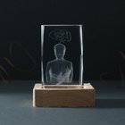Фигурка светящаяся стекло «Прямоугольник. Мыслитель», подставка дерево, USB, 7×7×10 - Фото 4