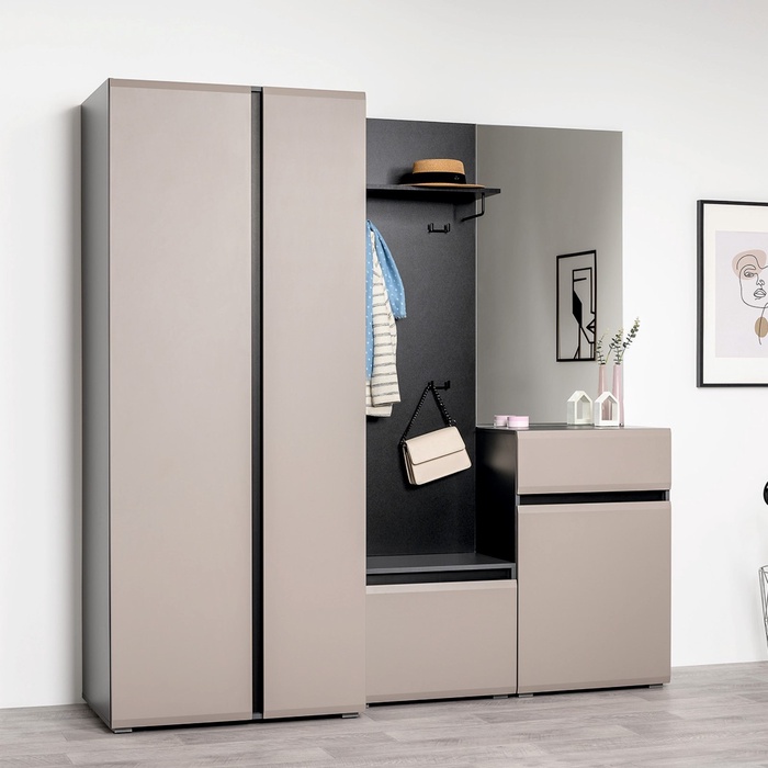 Прихожая «МОБИ. Сидней», компоновка 2, 5 модулей, 2040×573×2052 мм, цвет антрацит/веллюто капучино - Фото 1