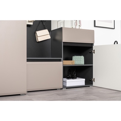 Прихожая «МОБИ. Сидней», компоновка 2, 5 модулей, 2040×573×2052 мм, цвет антрацит/веллюто капучино