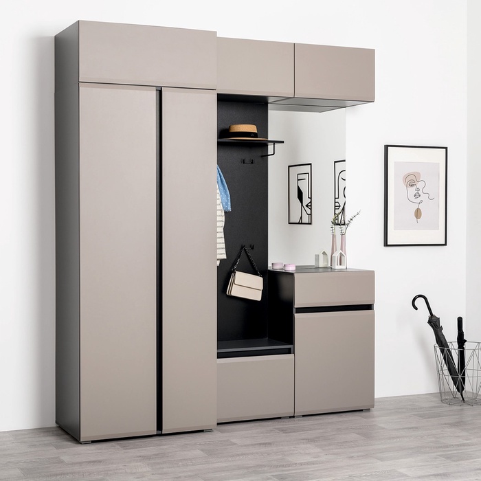 Прихожая «МОБИ. Сидней», компоновка 3, 2040×573×2400 мм, цвет антрацит/веллюто капучино - Фото 1