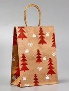 Подарочные пакеты новогодние крафт «Чудо», 15?21?8 см, Набор 5 шт. (комплект 4 шт) - фото 42938636