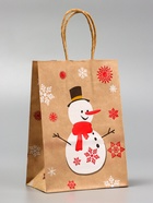 Подарочные пакеты новогодние крафт «Чудо», 15?21?8 см, Набор 5 шт. (комплект 4 шт) - фото 42938639