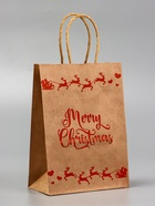 Подарочные пакеты новогодние крафт «Чудо», 15?21?8 см, Набор 5 шт. (комплект 4 шт) - фото 42938633