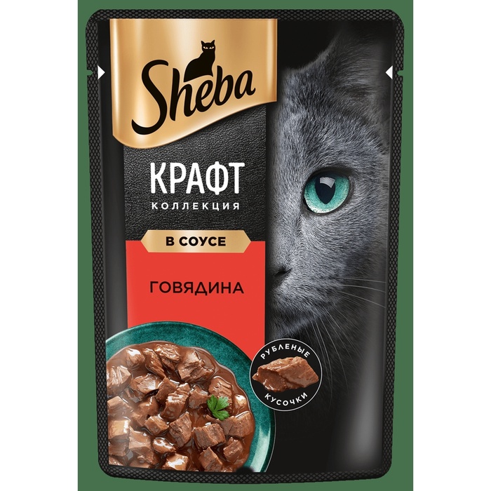 Влажный корм Sheba для кошек с говядиной, паштет в желе, пауч 75 г - Фото 1