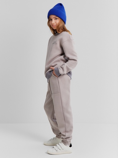 Костюм детский с начёсом (свитшот, брюки) MINAKU: astronaut, серый, рост 152 см