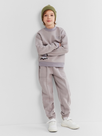 Костюм детский с начёсом (свитшот, брюки) MINAKU: astronaut, серый, рост 152 см