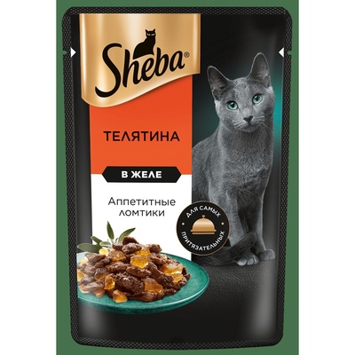 Влажный корм Sheba для взрослых кошек, телятина, в желе, пауч, 75 г