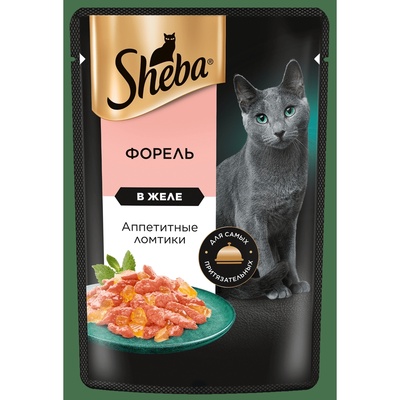 Влажный корм Sheba для взрослых кошек, форель, в желе, пауч, 75 г