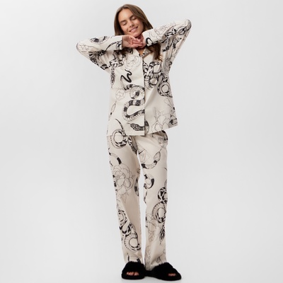 Пижама новогодняя женская KAFTAN «Змея», размер 40-42, бежевый
