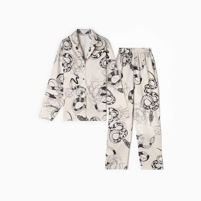Пижама новогодняя женская KAFTAN «Змея», размер 40-42, бежевый