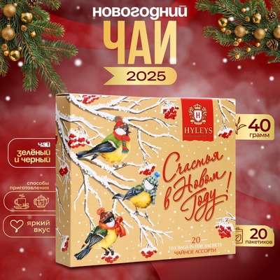 Чай новогодний в пакетиках «С Новым Годом», ассорти, 20 п х 2 г