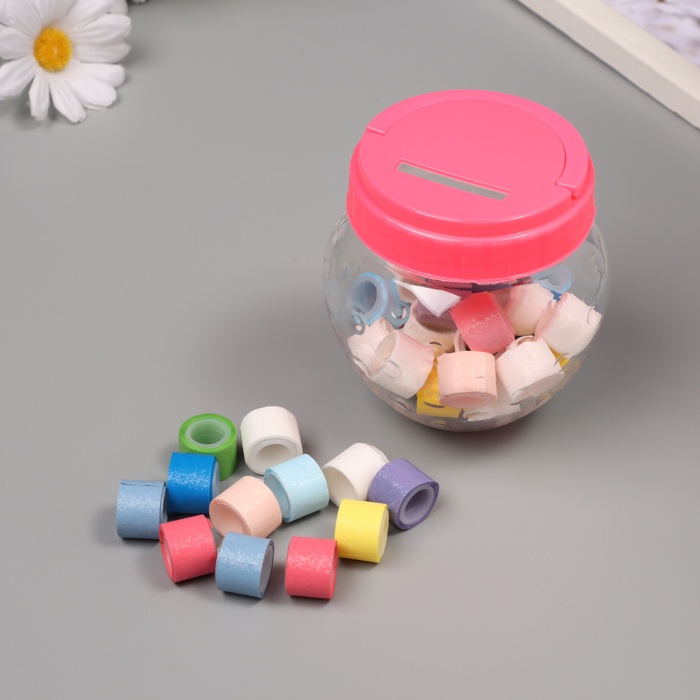 Клейкая лента пластик в банке «Микс», набор 40 шт., 1.2 см, дл. 0.9 м, 7×7×9 см - Фото 1