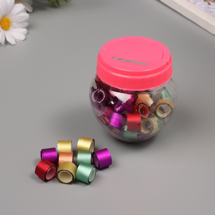 Клейкая лента пластик в банке «Глори. Микс», набор 40 шт., 1.2 см, дл.0.9 м, 7×7×9 см - Фото 1