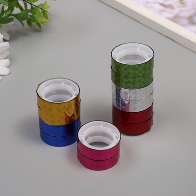 Клейкая лента декоративная «Голографический рисунок», набор 12 шт., 1.2 см, дл. 2 м