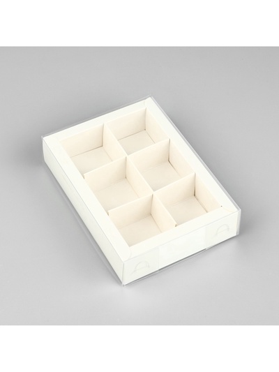 Коробка под 6 конфет с ячейками «Белая», 10 х 14.5 х 3 см