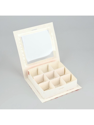 Коробка под 9 конфет с ячейками «Я люблю тебя» 14.5×13.5×3.5 см