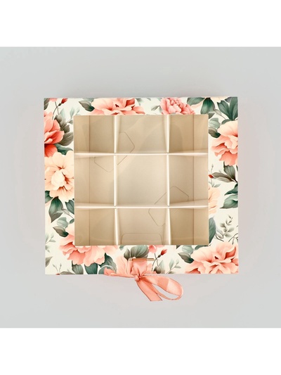 Коробка под 9 конфет с ячейками «Ты прекрасна» 14.5×13.5×3.5 см