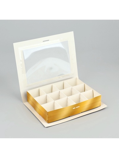 Коробка под 12 конфет с ячейками «Дерево» 18.5×13.5×3.5 см