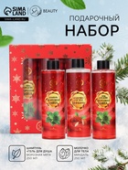 Новогодний подарочный набор косметики SB BEAUTY, шампунь, гель для душа, молочко для тела, с ароматом миндаля и мяты - Фото 1
