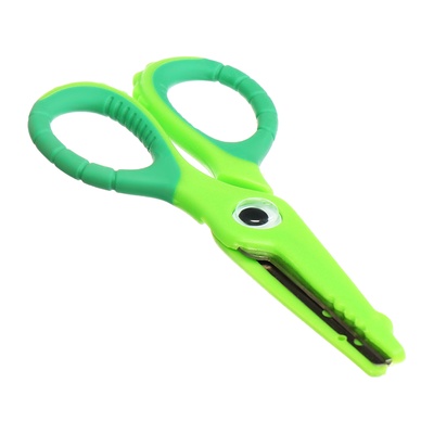 Ножницы 13.5 см (±0.5 см) прорезиненные ручки, закругленные концы лезвий, зелёный