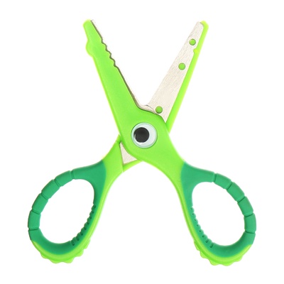 Ножницы 13.5 см (±0.5 см) прорезиненные ручки, закругленные концы лезвий, зелёный