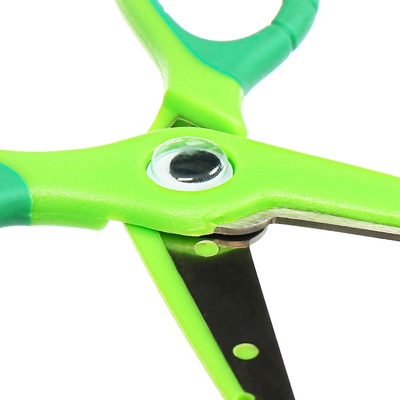 Ножницы 13.5 см (±0.5 см) прорезиненные ручки, закругленные концы лезвий, зелёный