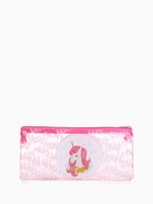 Косметичка-пенал на молнии, плоская, с ярким принтом, розовая - Фото 2