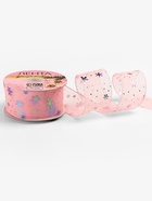 Лента капроновая «Снежинки», 40 мм, 9±0.5 м, розовая - Фото 2