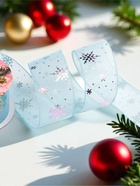 Лента капроновая «Снежинки», 40 мм, 9±0.5 м, голубая - Фото 3