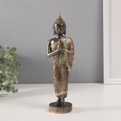 Фигурка полистоун «Будда - Анджали-мудра», серый, 6×7×23.5 см