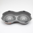 Миска двойная пластиковая, 25×14×5 см, серая 10666042