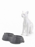 Миска двойная пластиковая, 25×14×5 см, серая 10666042