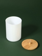 Органайзер для хранения ватных палочек «BAMBOO», с крышкой, d=6.8×10 см, белый, коричневый - Фото 3