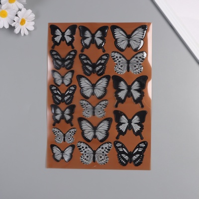 Наклейка интерьерная «Бабочки полупрозрачные», пластик, чёрные, набор 18 шт. 5; 6; 7 см