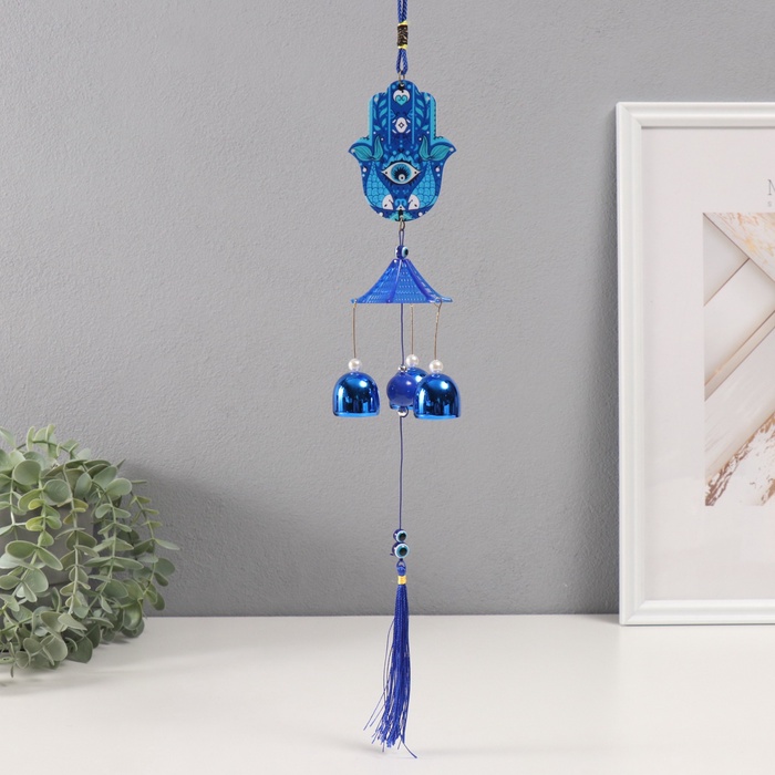 Музыка ветра от сглаза «Рука Фатимы», металл, 3 колокольчика, 45 см