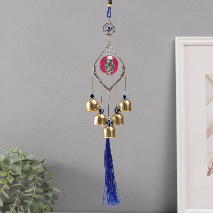 Музыка ветра от сглаза «Рука Фатимы», металл, 5 колокольчиков, 36 см