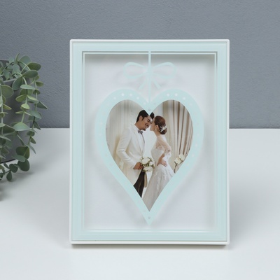 Фоторамка для фото13×18 см «Сердце с бантиком», белый, бумага тиснение, 18×2×23 см
